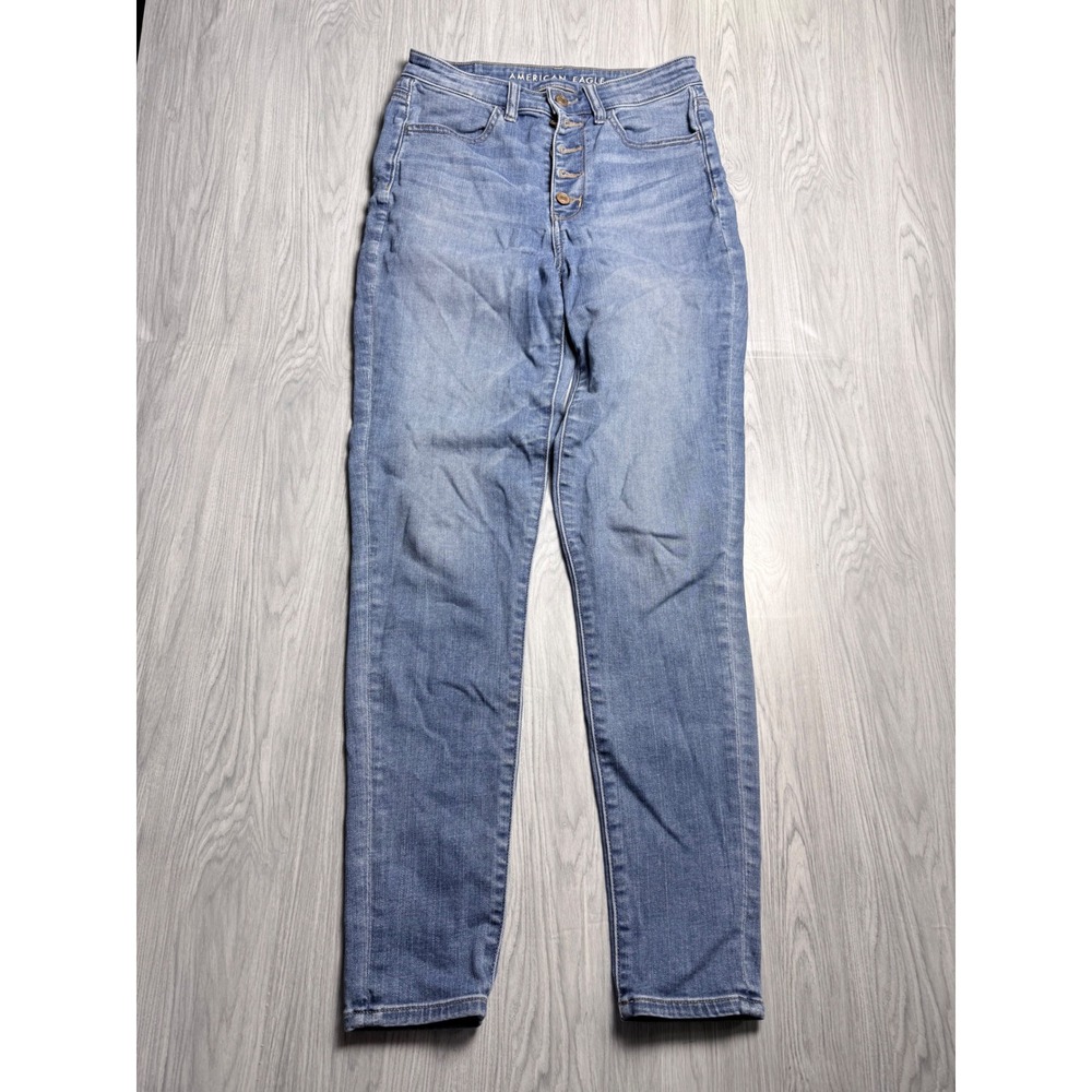 American Eagle Super Hi-Rise Jegging Medium Wash Button Fly Jeans Size 6 Regular